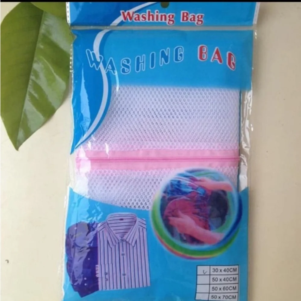 New! Two (2) pcs.Zippered Mesh Wash Bags Foldable Delicates Lingerie, Underwear
